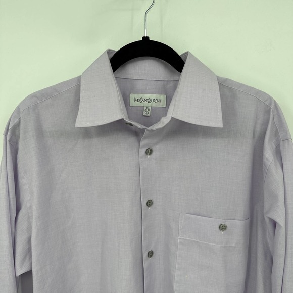 YSL Dress Shirt Button Down Long Sleeve Collared Pocket Formal Lavender Size 16 - Picture 2 of 9